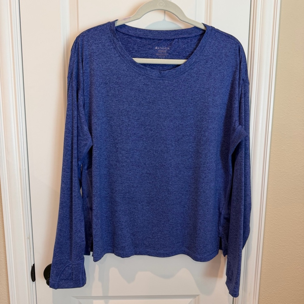 Athleta Uptempo II Long Sleeve Top Amphitrite Blue Heather Large